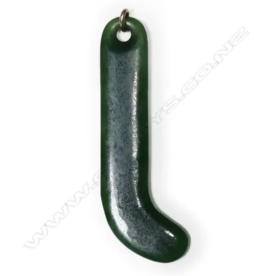 An old Māori pounamu kapeu ear pendant,